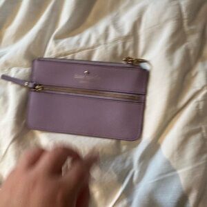 kate spade lavender leather wristlet with gold hardware